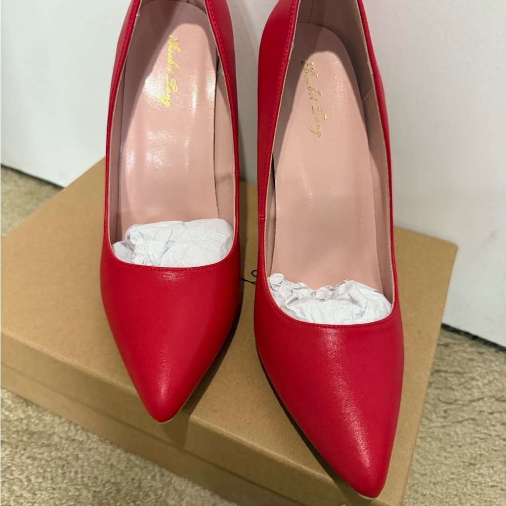 Chic Red Elisabet Tang Stiletto Heels New